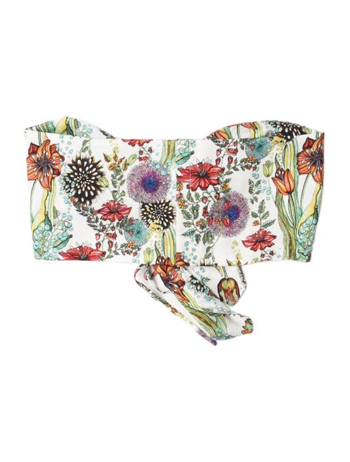 Adriana Iglesias Silk Floral Print Crop Top