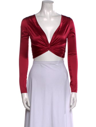 Adriana Iglesias Silk V-Neck Crop Top