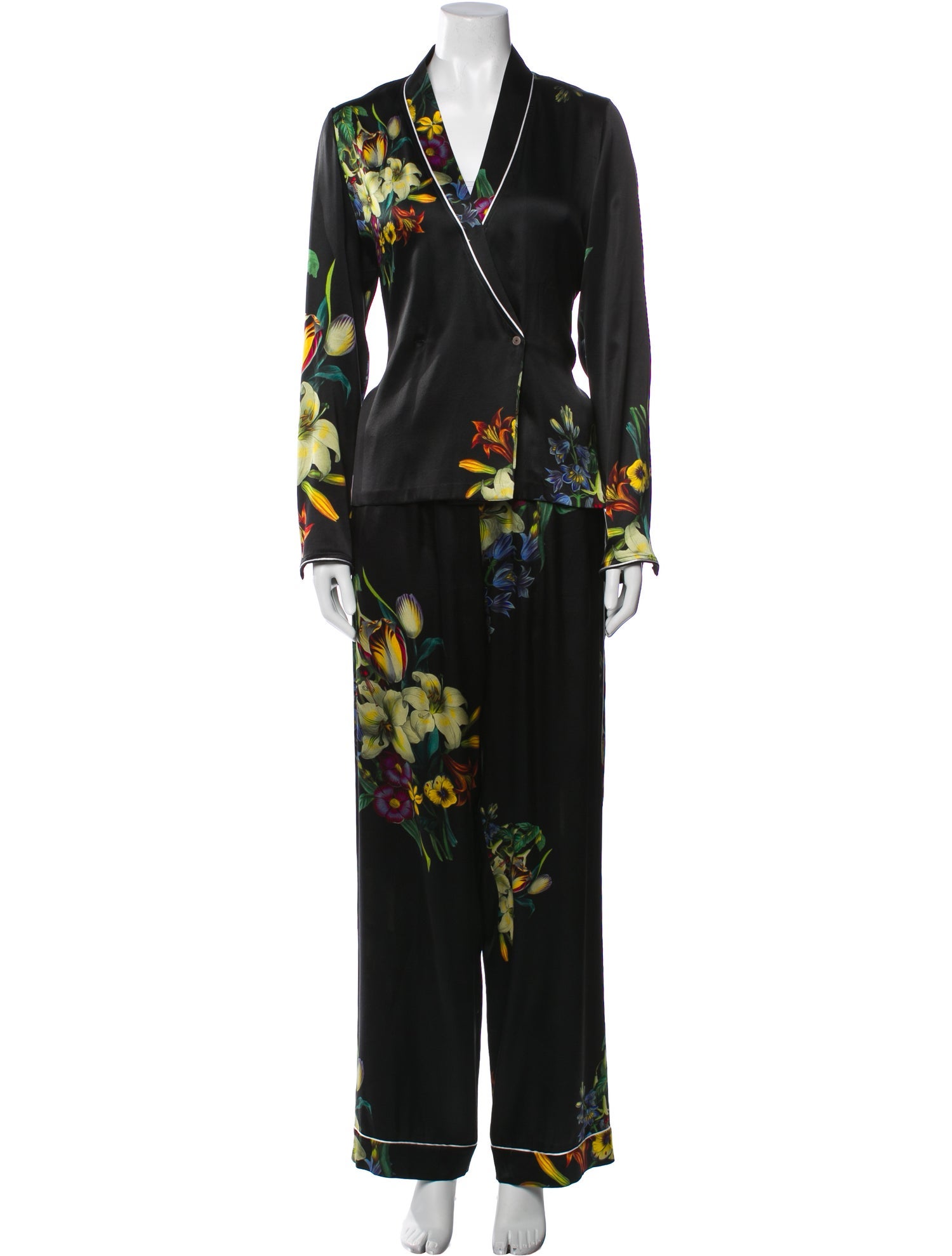 Adriana Iglesias Silk Floral Print Pajamas