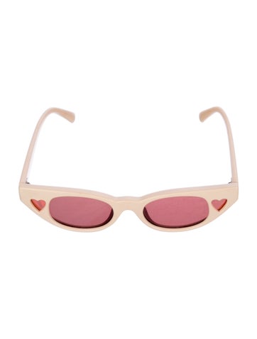 Pre-owned Le Specs Heart Tinted Sunglasses In Neutrals/pink