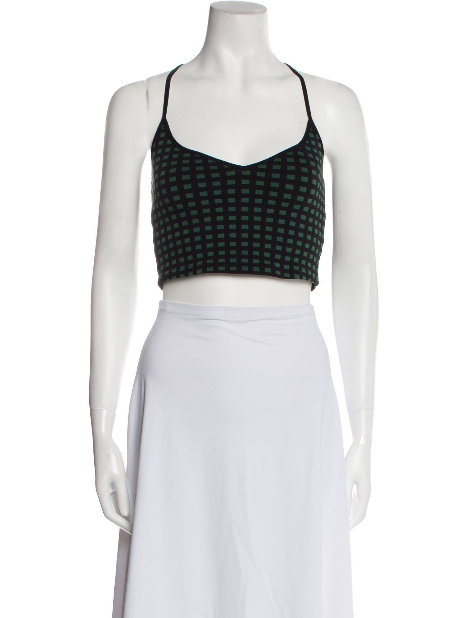 Adam Selman Polka Dot Print Square Neckline Crop Top
