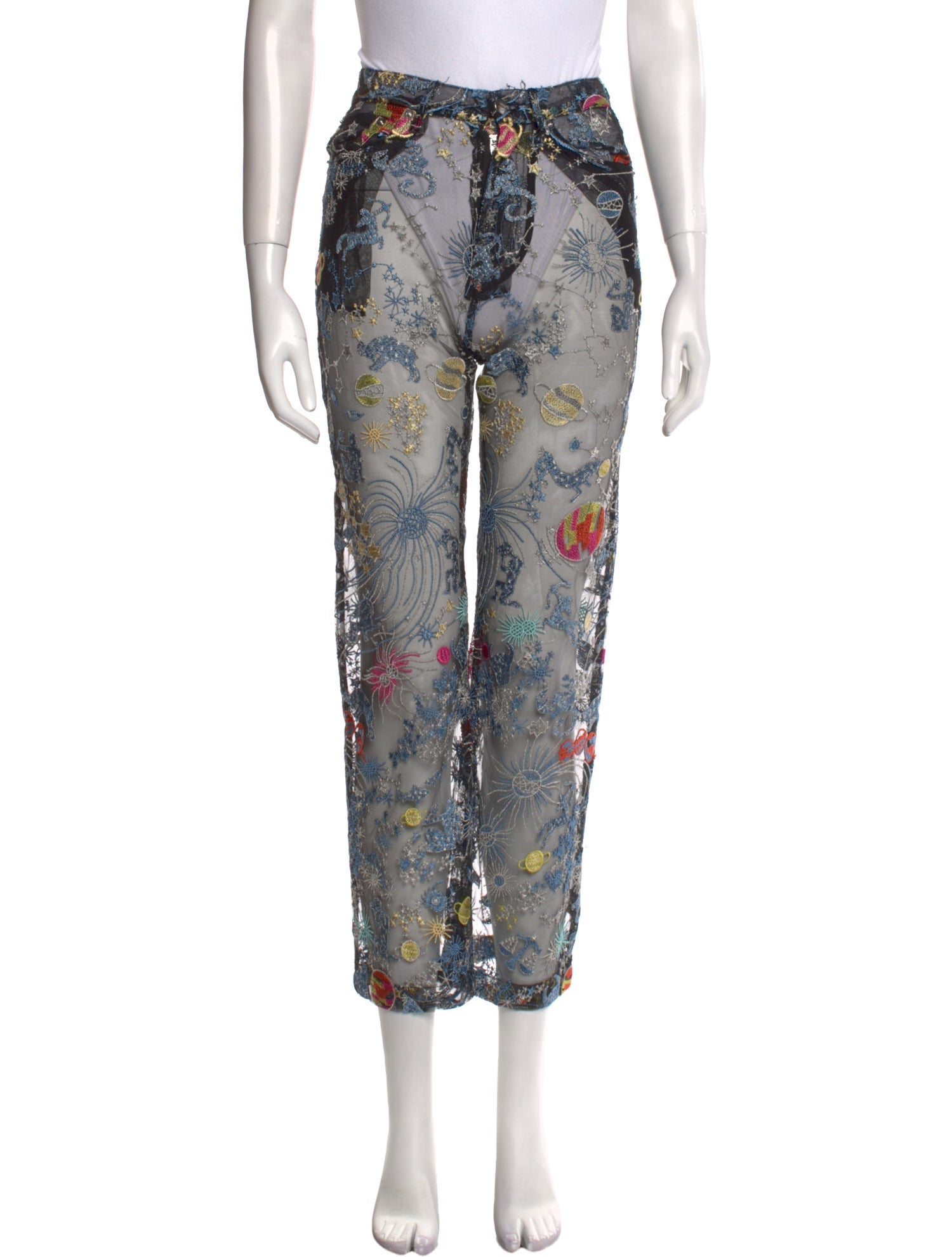 Adam Selman Floral Print Straight Leg Pants