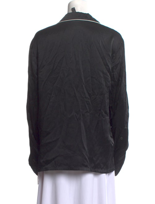 Adam Selman Silk Long Sleeve Button-Up Top
