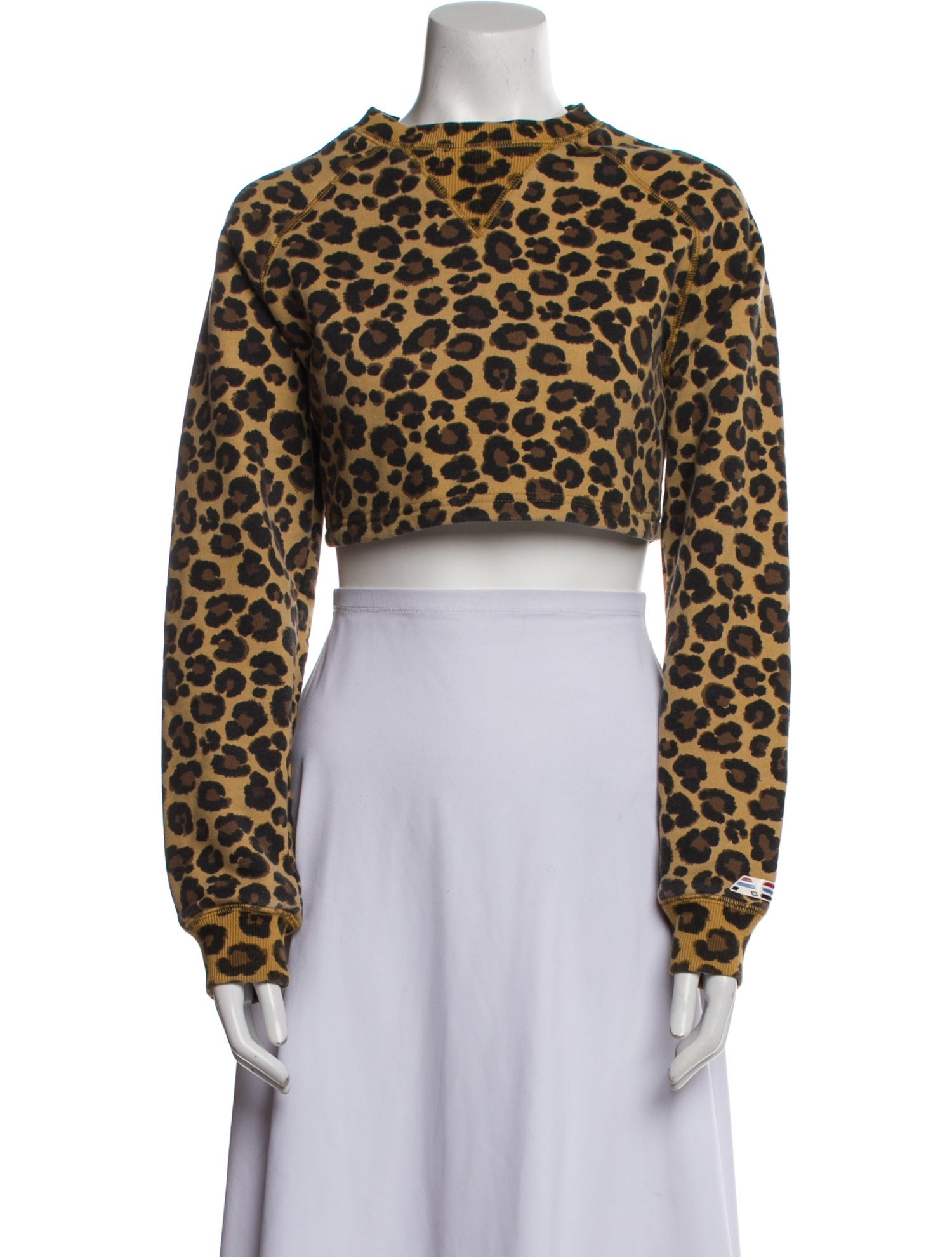 Adam Selman Animal Print Mock Neck Crop Top