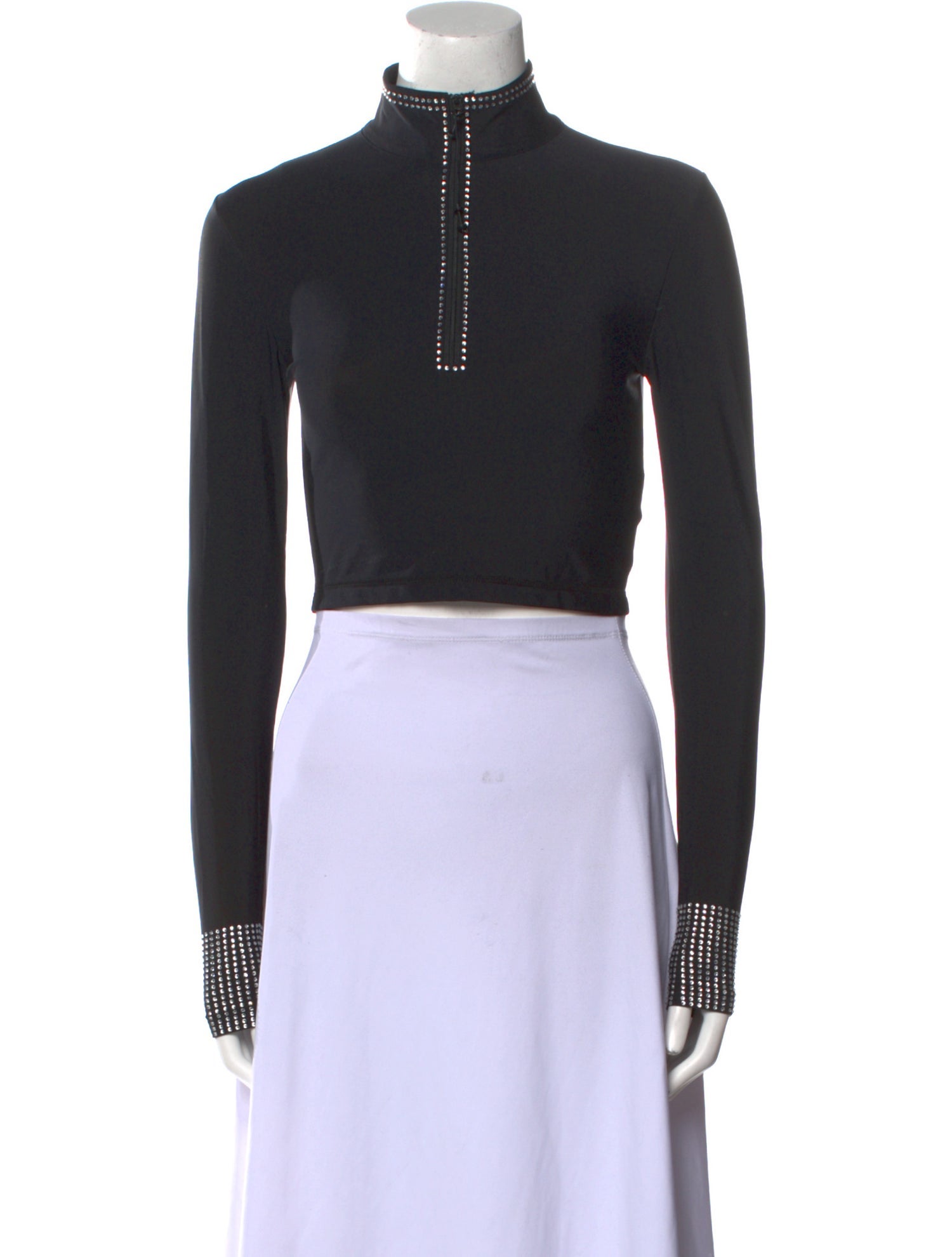 Adam Selman Mock Neck Long Sleeve Crop Top