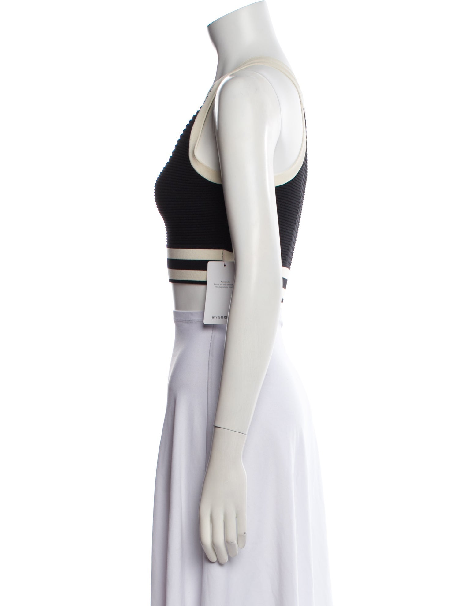 Adam Selman Striped V-Neck Crop Top w/ Tags