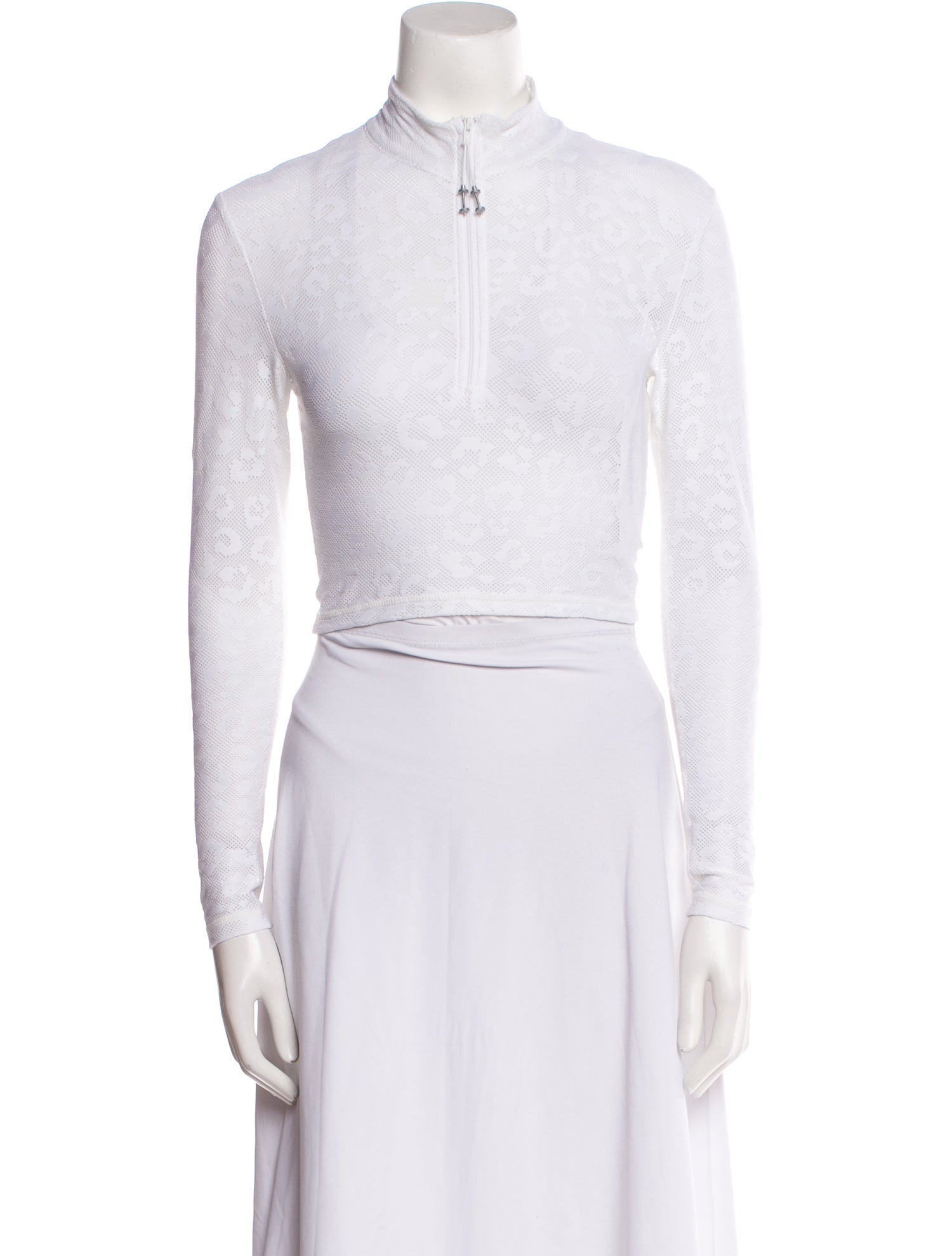 Adam Selman Mock Neck Long Sleeve Crop Top