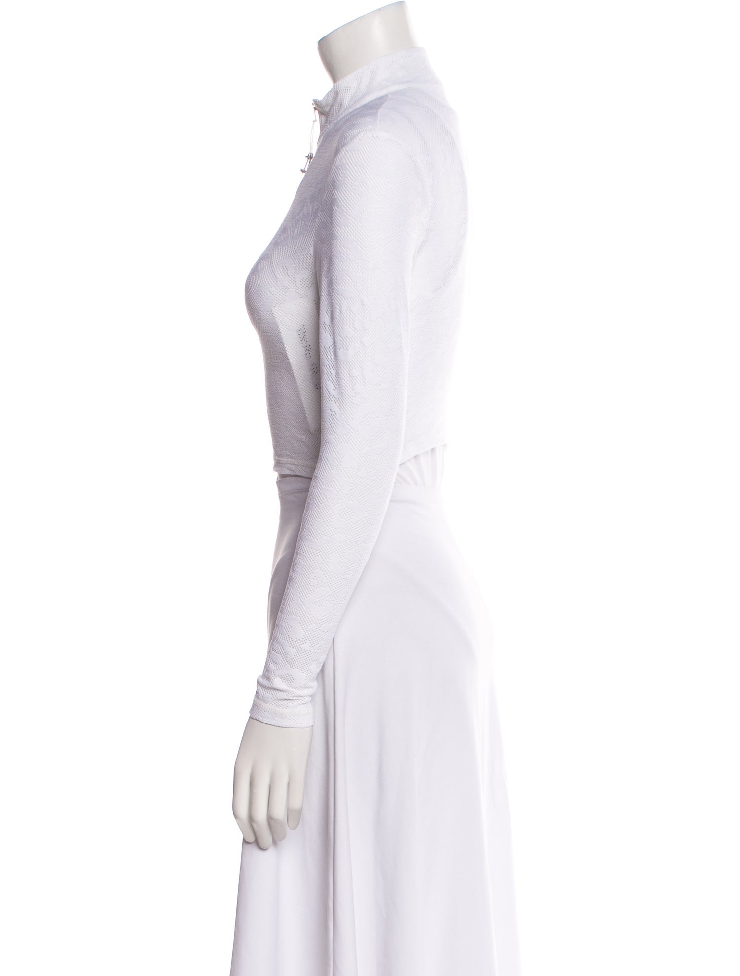 Adam Selman Mock Neck Long Sleeve Crop Top