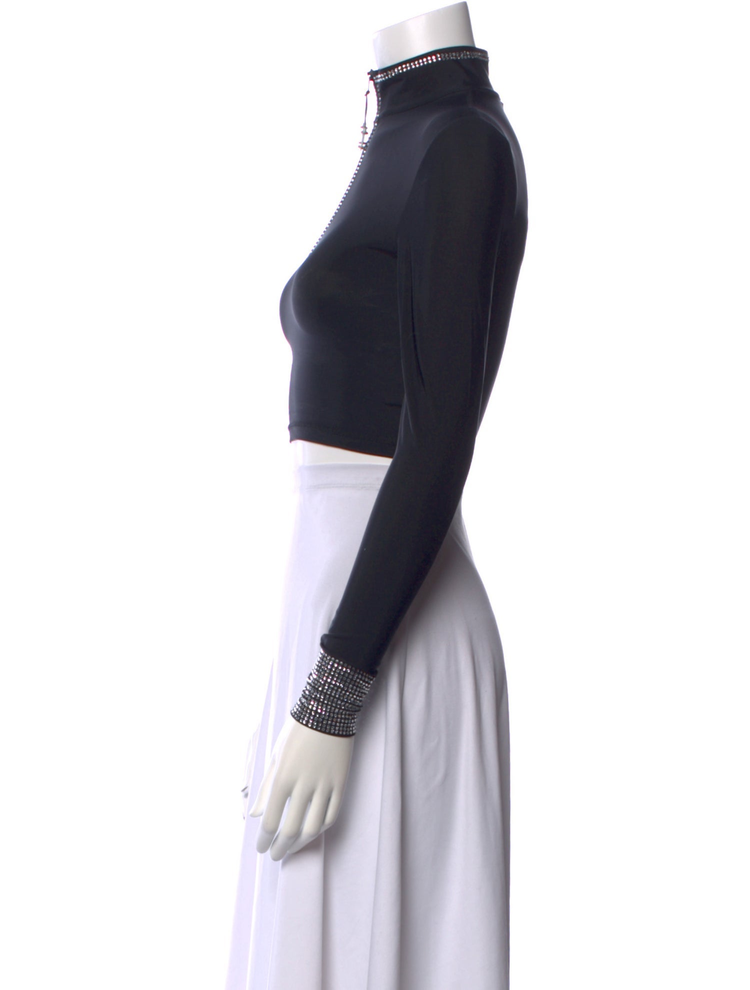 Adam Selman Mock Neck Long Sleeve Crop Top