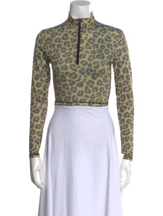 Adam Selman Nylon Animal Print Crop Top