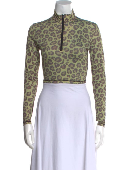 Adam Selman Nylon Animal Print Crop Top