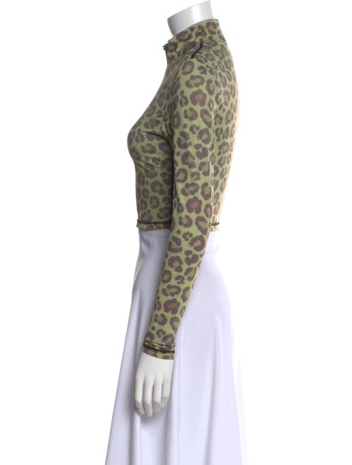 Adam Selman Nylon Animal Print Crop Top