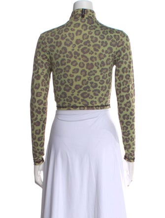 Adam Selman Nylon Animal Print Crop Top
