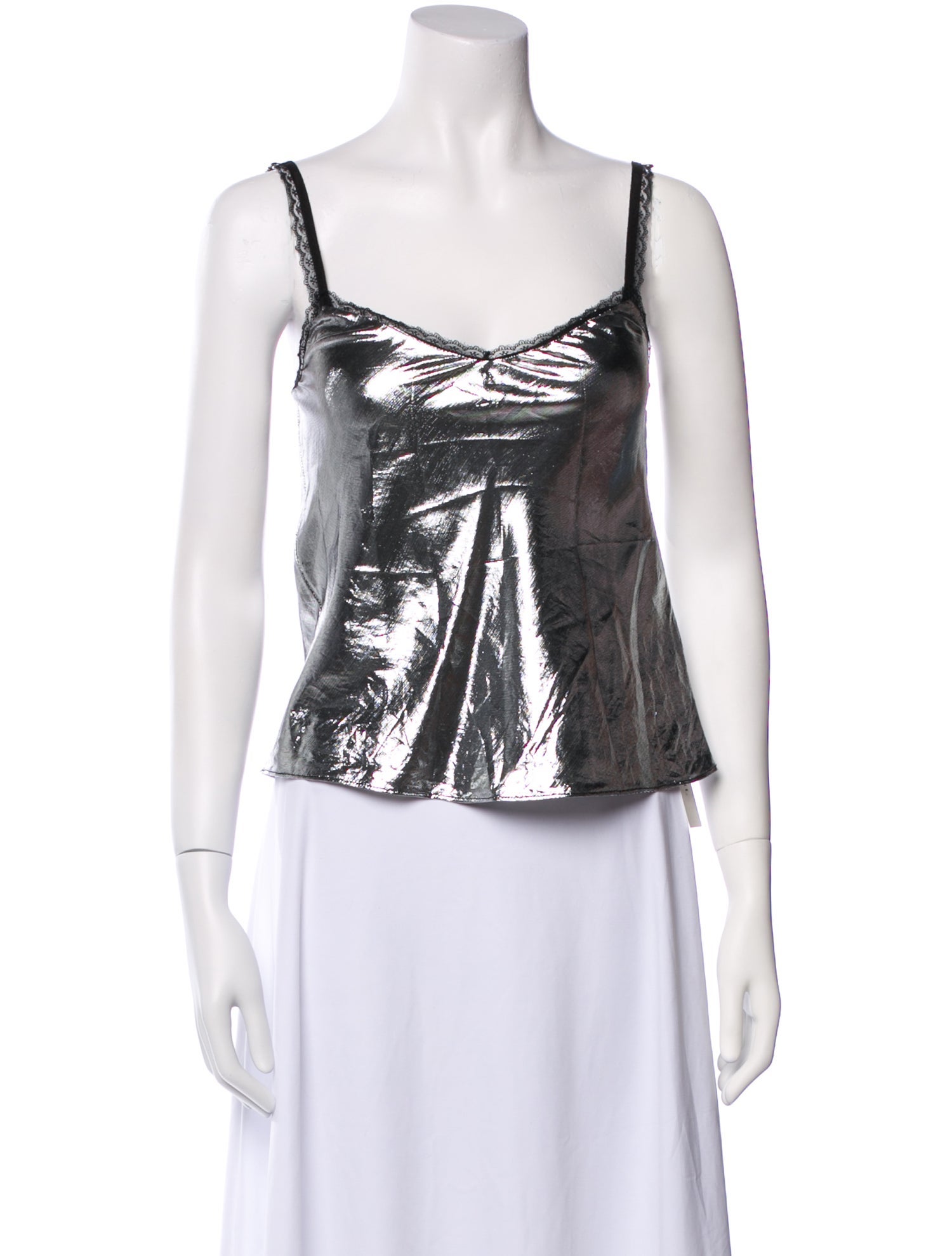 Adam Selman Square Neckline Sleeveless Crop Top