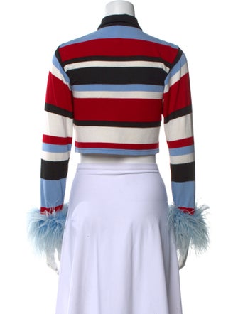 Adam Selman Striped Mock Neck Crop Top