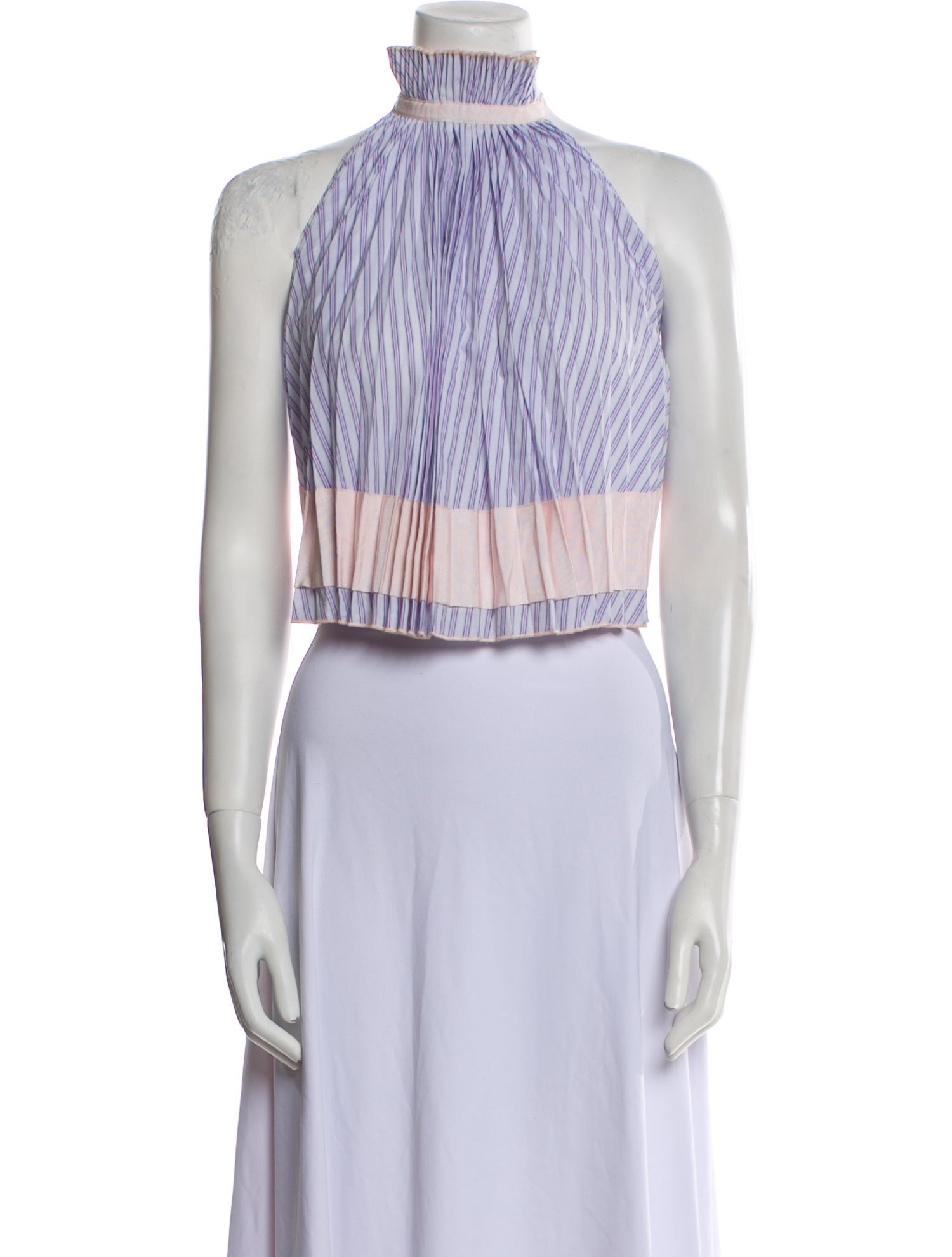 Adam Selman Striped One-Shoulder Crop Top