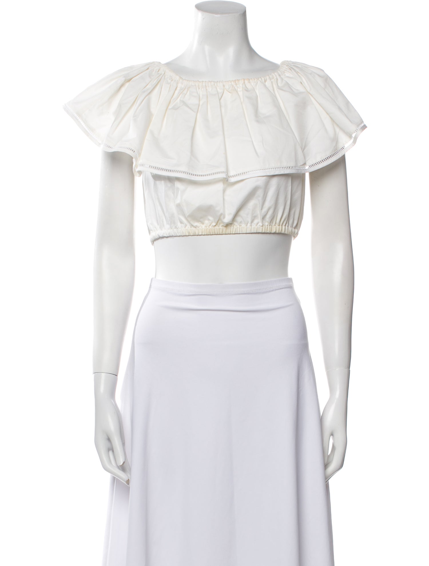 Adam Selman Off-The-Shoulder Short Sleeve Crop Top