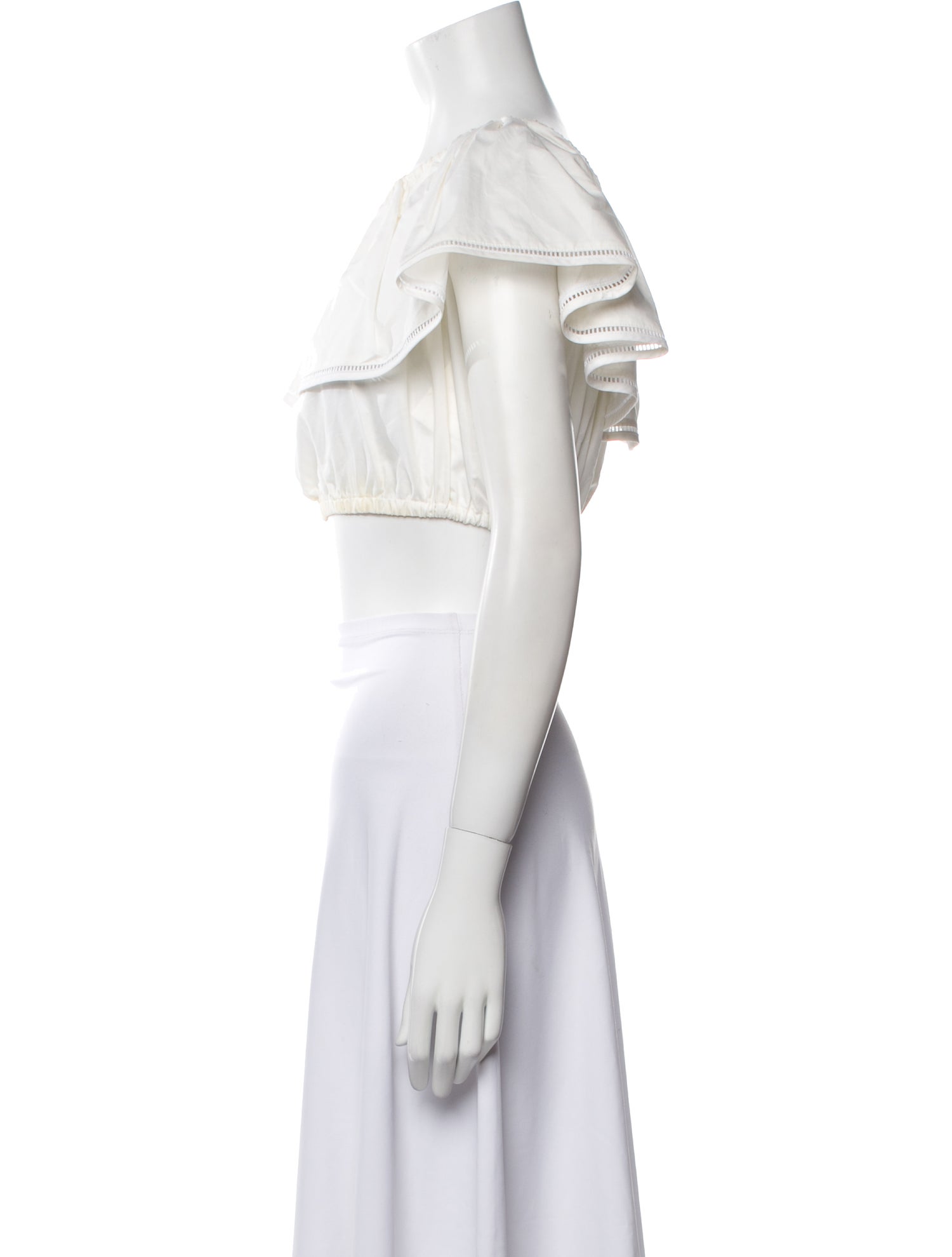 Adam Selman Off-The-Shoulder Short Sleeve Crop Top