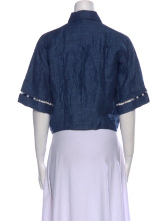 Adam Selman Linen Mock Neck Crop Top