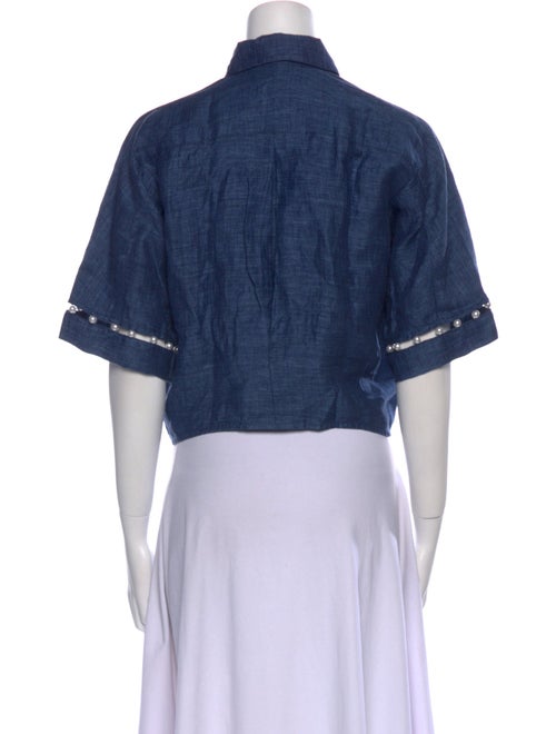 Adam Selman Linen Mock Neck Crop Top