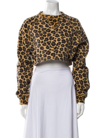 Adam Selman Animal Print Crew Neck Sweater
