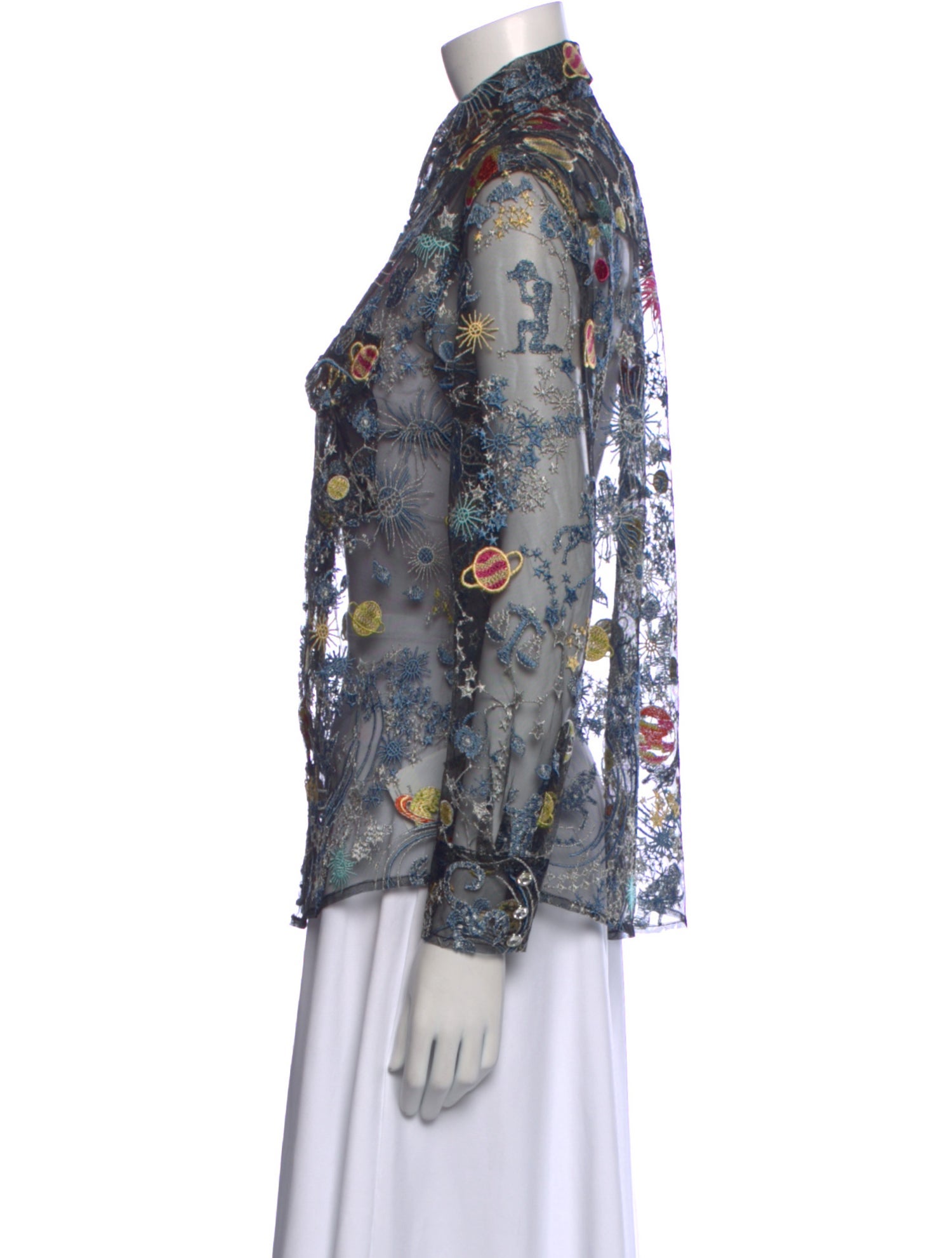 Adam Selman Floral Print Long Sleeve Blouse