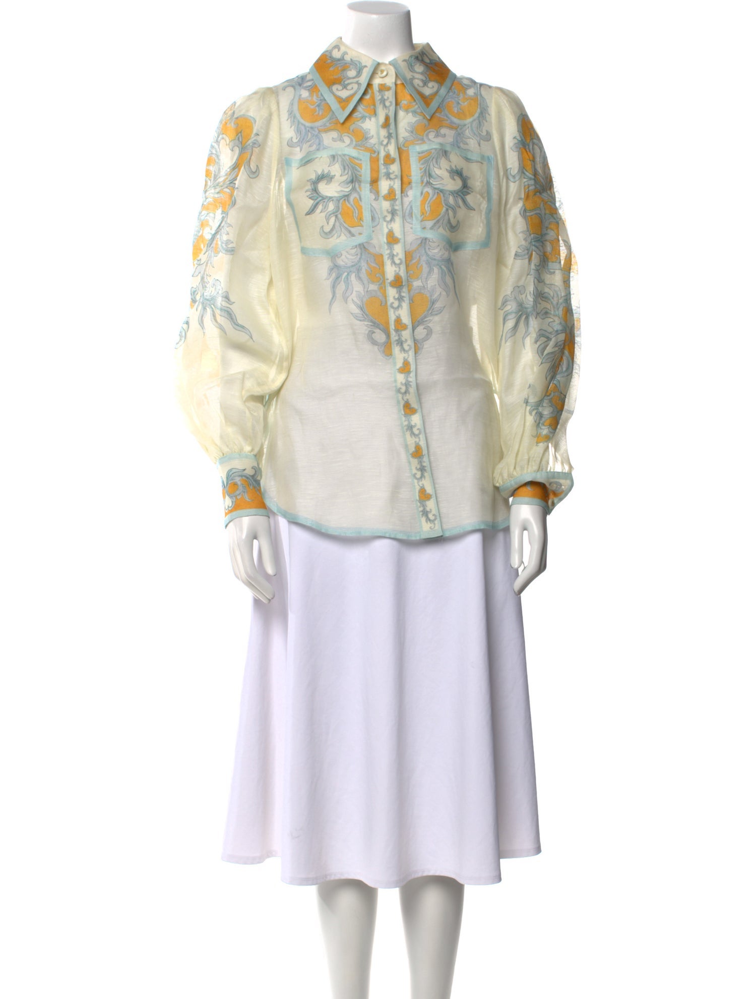 ANTIPODEAN Linen Printed Button-Up Top w/ Tags