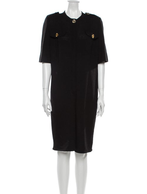 Adolfo Crew Neck Knee-Length Dress Black