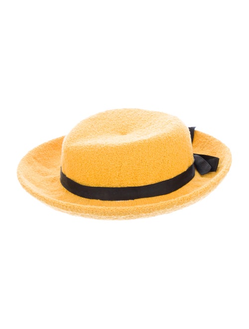 Adolfo Woven Wide Brim Hat Yellow
