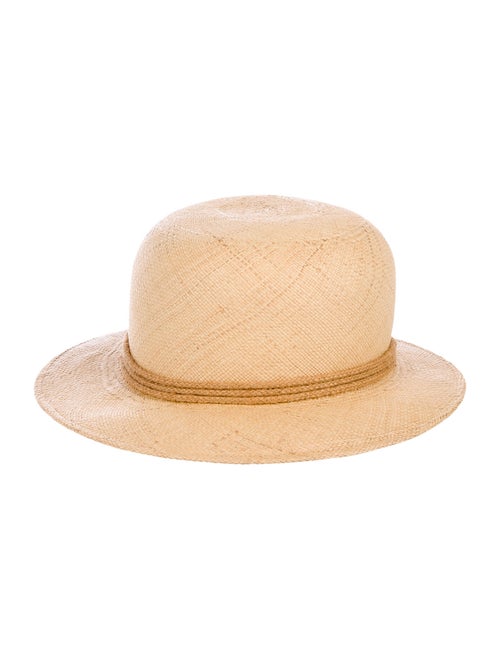 Adolfo Straw Wide Brim Hat Tan