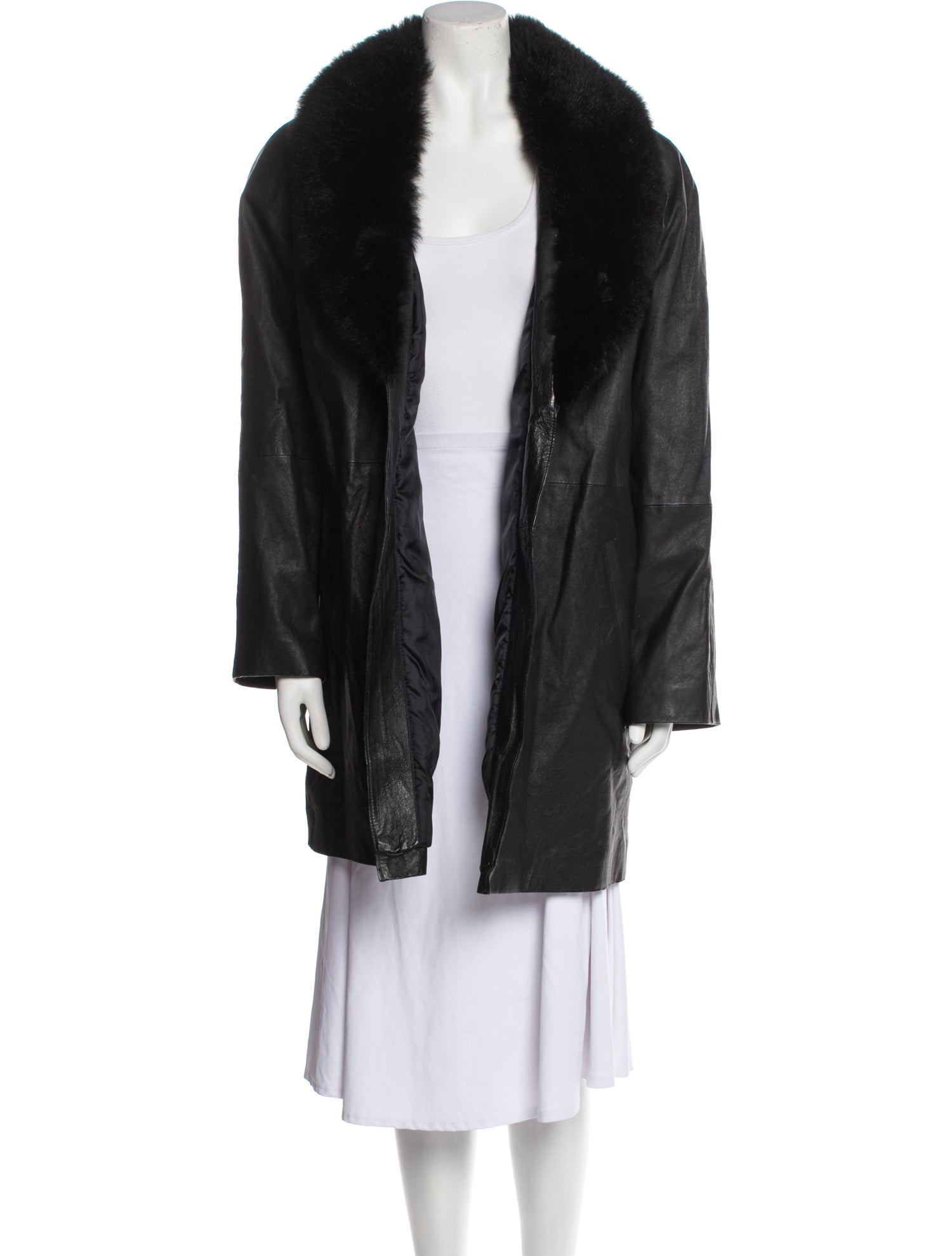 Adolfo Leather Fur Coat