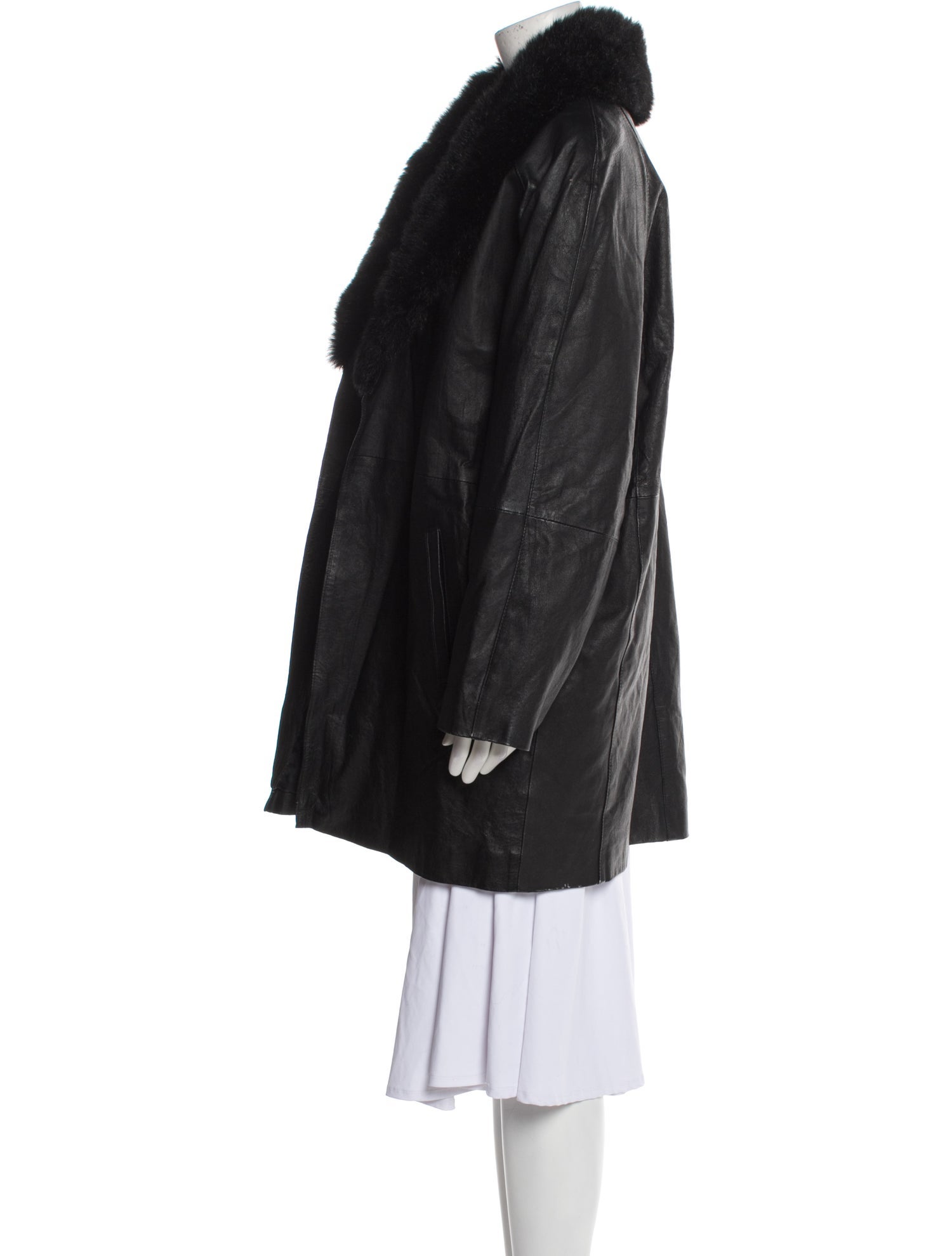 Adolfo Leather Fur Coat