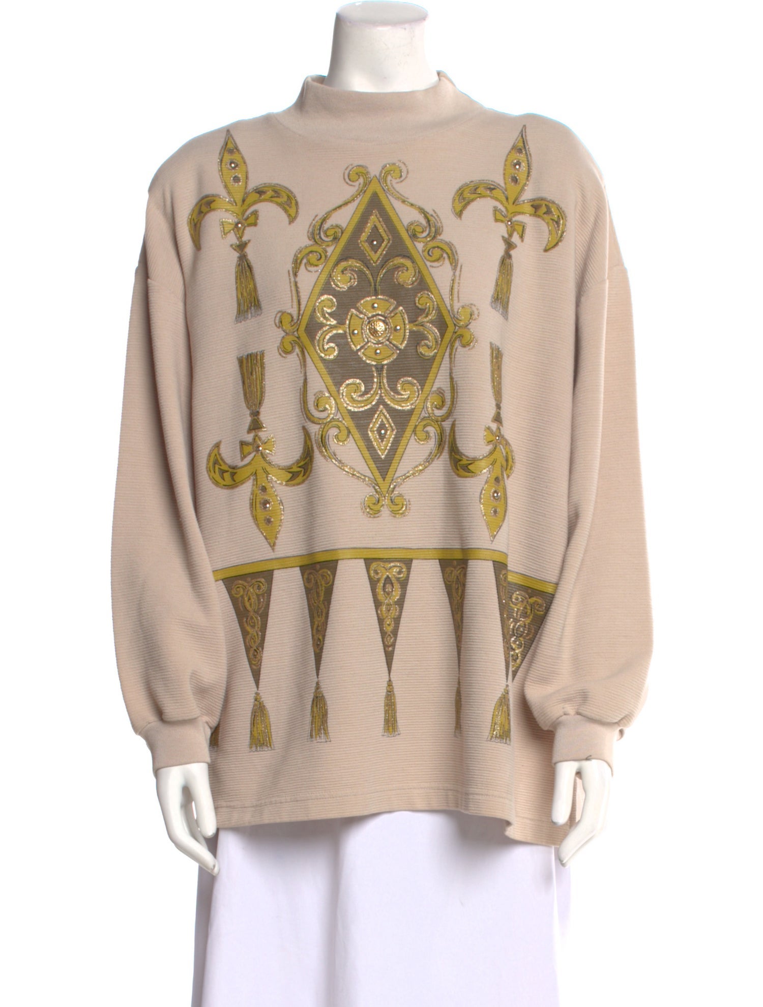 Adolfo Graphic Print Mock Neck Sweatshirt