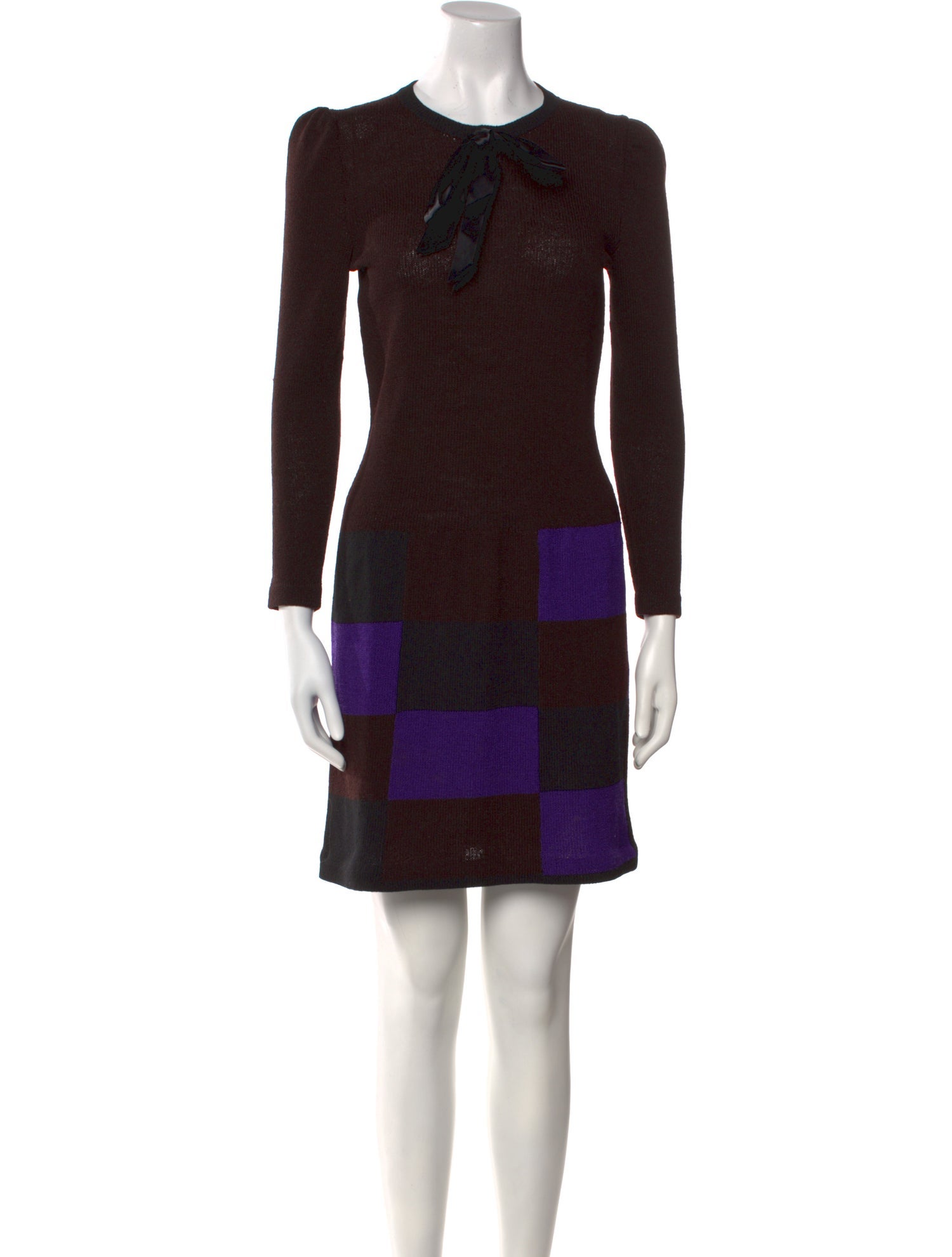 Adolfo Colorblock Pattern Mini Dress