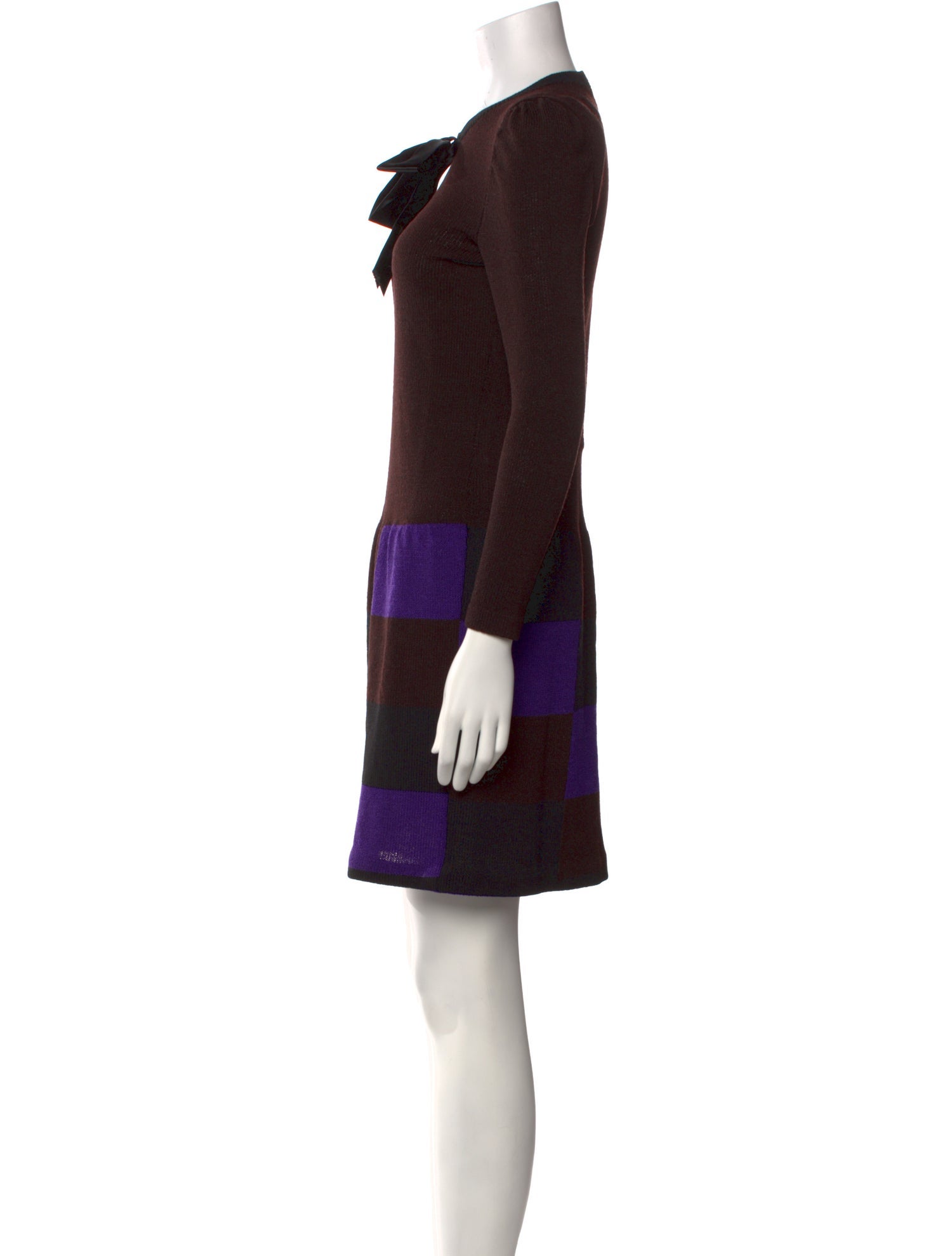 Adolfo Colorblock Pattern Mini Dress