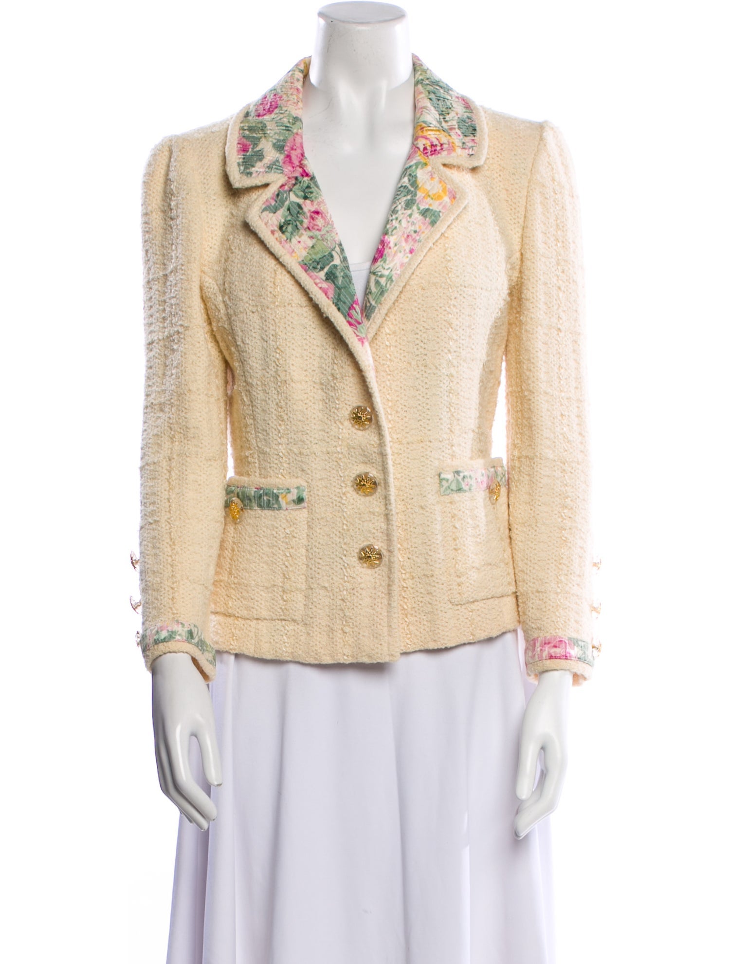 Adolfo Wool Tweed Pattern Blazer