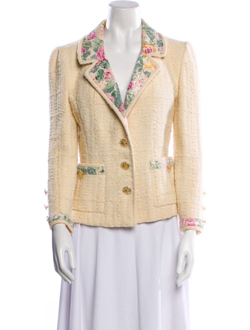 Adolfo Wool Tweed Pattern Blazer