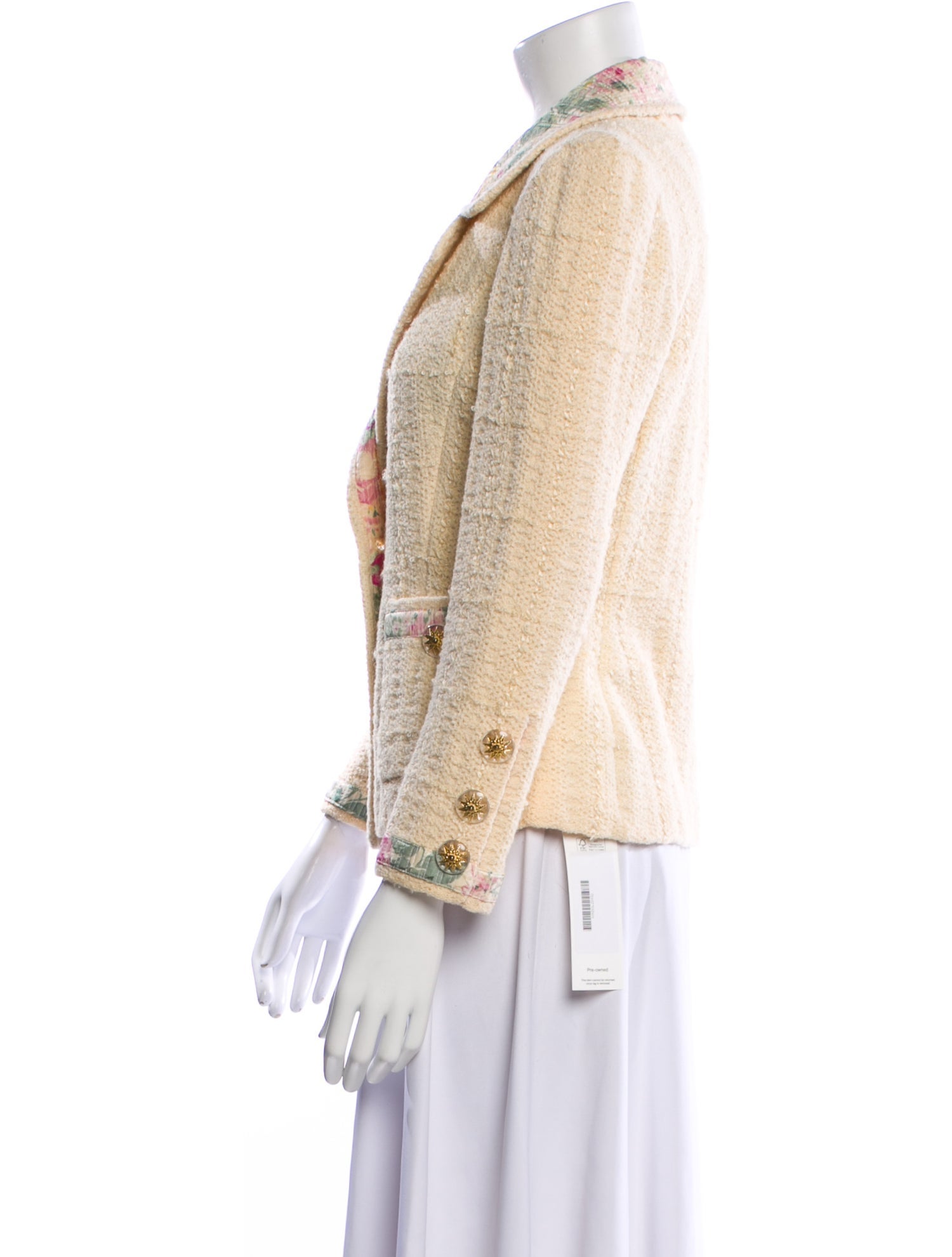 Adolfo Wool Tweed Pattern Blazer