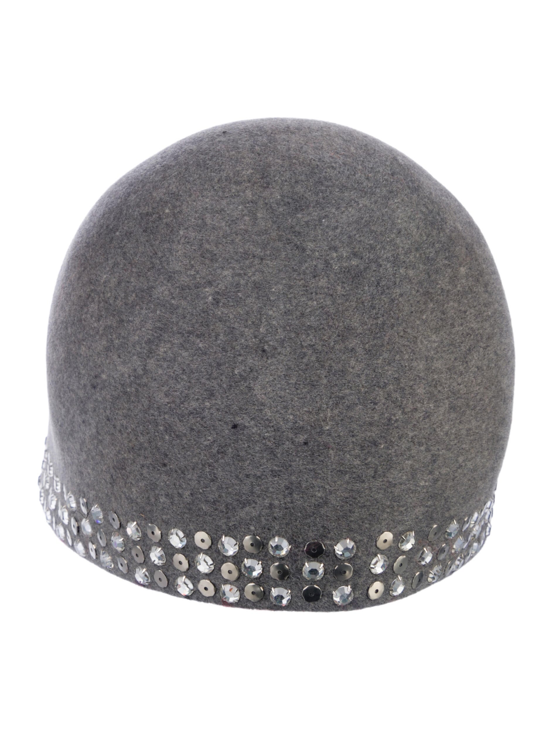 Adolfo Felted Wool Crystal Embellished Hat