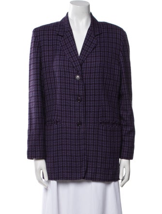 Adolfo Plaid Print Blazer