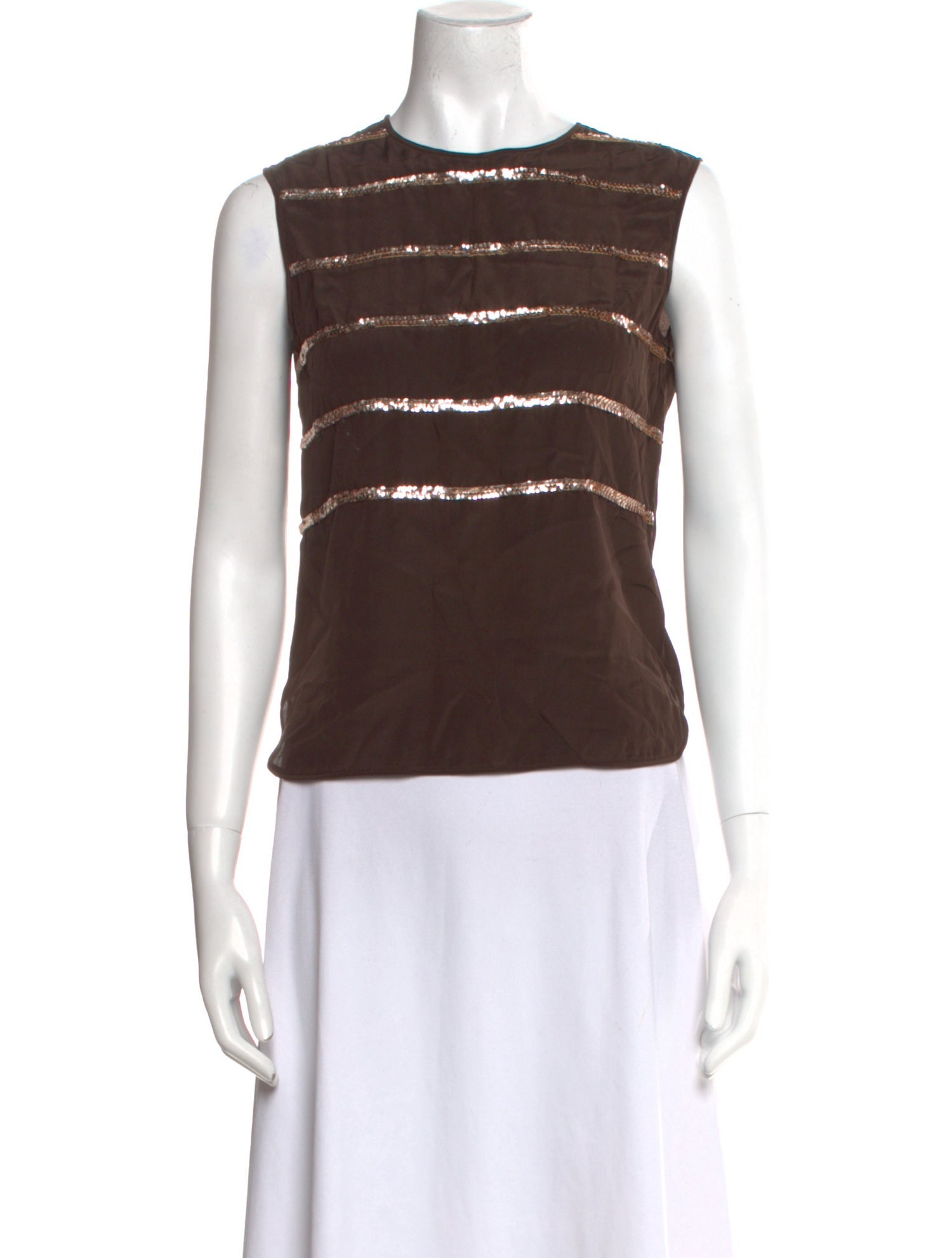 Adolfo Silk Striped Top