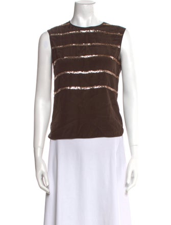 Adolfo Silk Striped Top