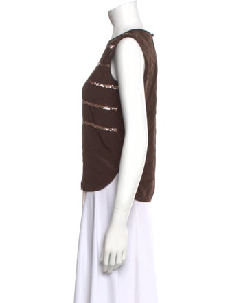 Adolfo Silk Striped Top