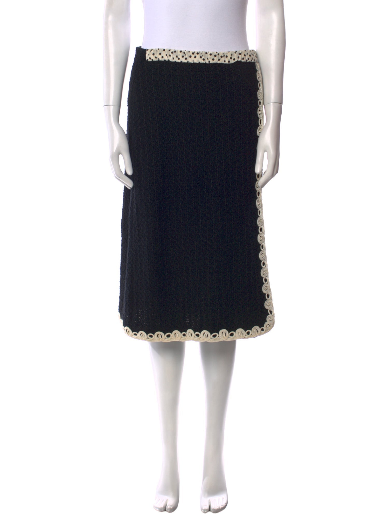 Adolfo Embroidered Accent Knee-Length Skirt