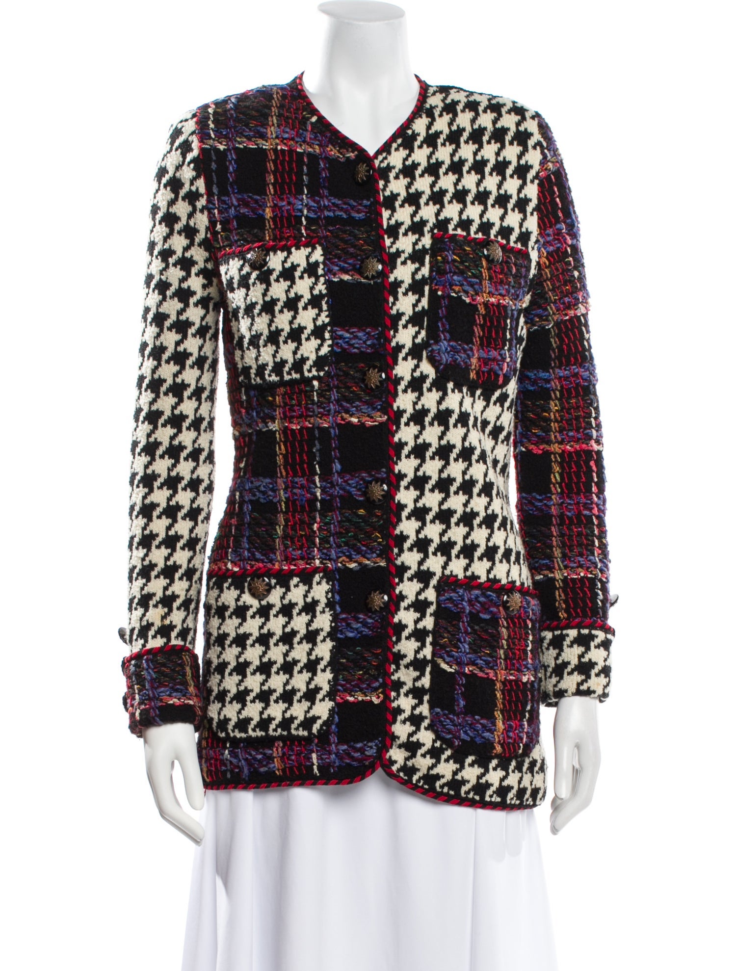Adolfo Vintage Plaid Print Evening Jacket