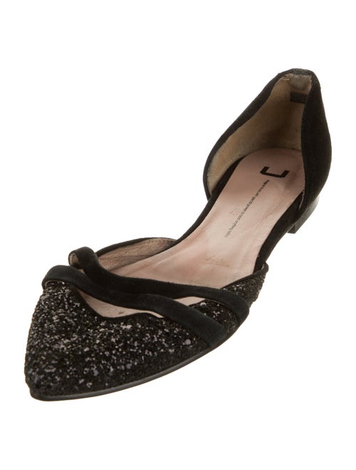 Adolfo Dominguez Suede Glitter Accents D'Orsay Flats