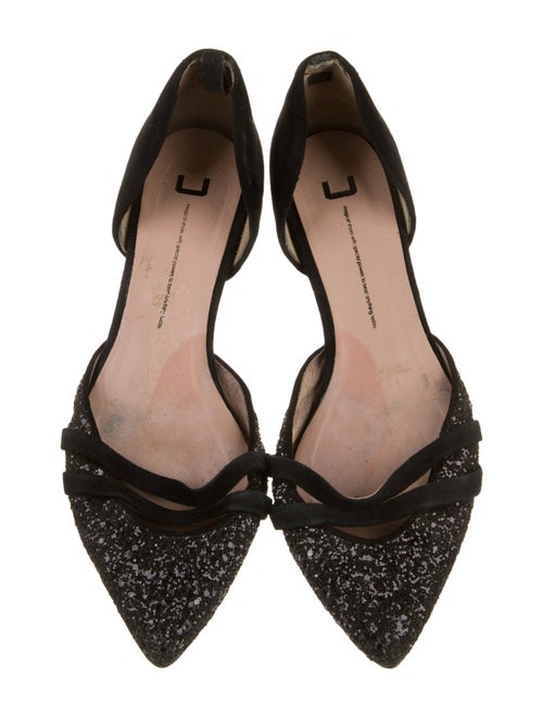 Adolfo Dominguez Suede Glitter Accents D'Orsay Flats