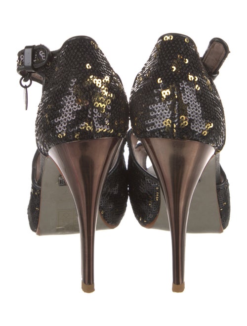 Adolfo Dominguez Sequins Animal Print T-Strap Pumps