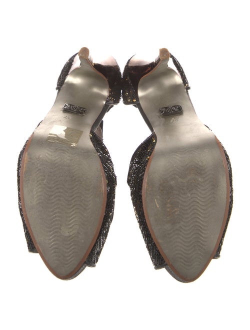 Adolfo Dominguez Sequins Animal Print T-Strap Pumps