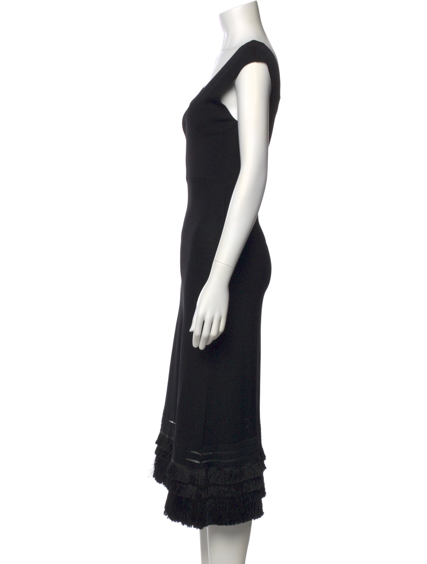 Adolfo Dominguez V-Neck Midi Length Dress